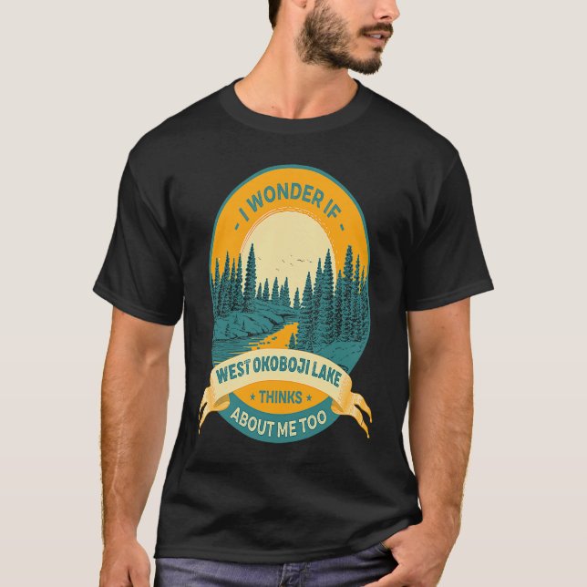 T-shirt Pêche Bateau Camping Lake Vacation West Okoboji (Devant)