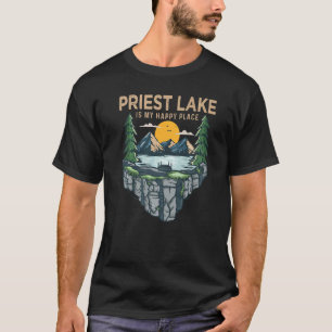 T-shirt Pêche Bateau Camping Mon Endroit Heureux Priest L