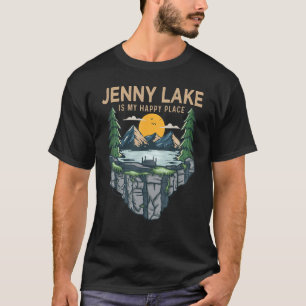 T-shirt Pêche Bateau Camping My Happy Place Jenny Lake
