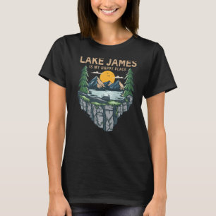 T-shirt Pêche Bateau Camping My Happy Place Lac James
