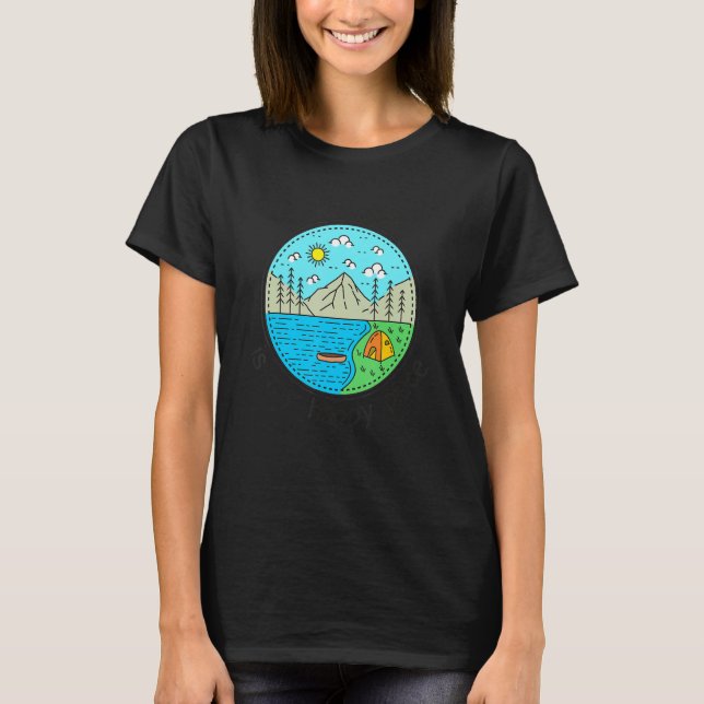 T-shirt Pêche Bateau Camping My Happy Place Lake Lure (Devant)