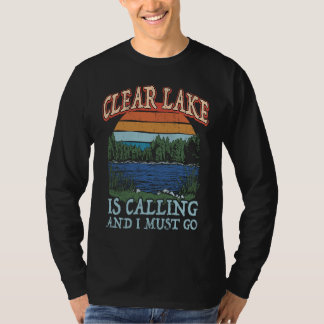 T-shirt Pêche Bateau Camping Retro Lake Vacation Clear
