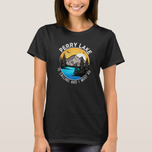 T-shirt Pêche Bateau Camping Vue sur le lac Perry Lake