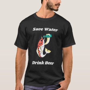 T-shirt Pêche Bière Économiser Eau Boire Bière Vacances Pê