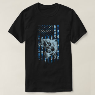 T-shirt Pêche Camouflage USA Drapeau basse pêcheur Cadeau