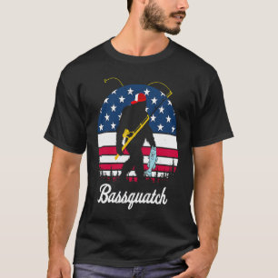 T-shirt Pêche de bassquatch Drapeau américain Pêche à la b