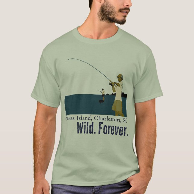 T-shirt Pêche de marais sur l'île de Dewees - l'eau bleue (Devant)