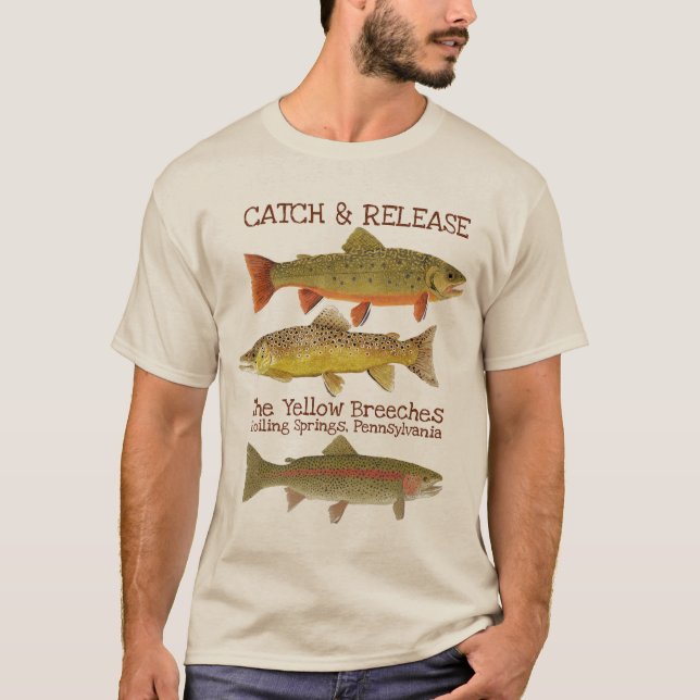 T-shirt Pêche de truite de crochet et de libération (Devant)