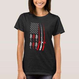 T-shirt Pêche Drapeau Américain Pêcheur Pêche Patriotique