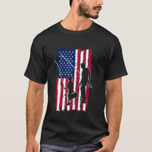 T-shirt Pêche Drapeau Américain Père Et Fils 4 Juillet P