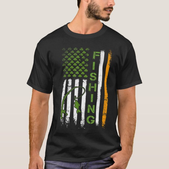 T-shirt Pêche Drapeau irlandais US Saint Patricks Day Pêch (Devant)