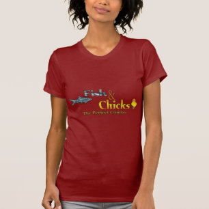 T-shirt Pêche drôle de poissons et de poussins