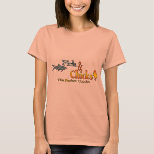 T-shirt Pêche drôle de poissons et de poussins