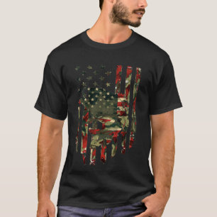 T-shirt Pêche drôle Pêcheur Drapeau américain Camo Camoufl