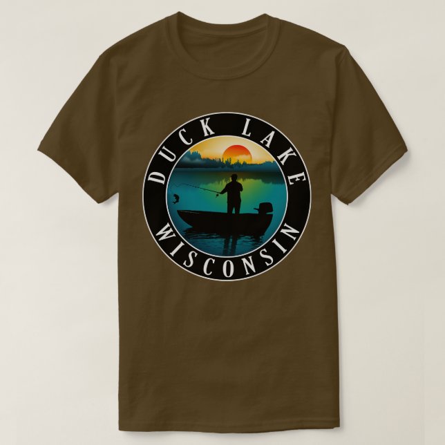 T-shirt Pêche du lac Duck dans le Wisconsin (Design devant)