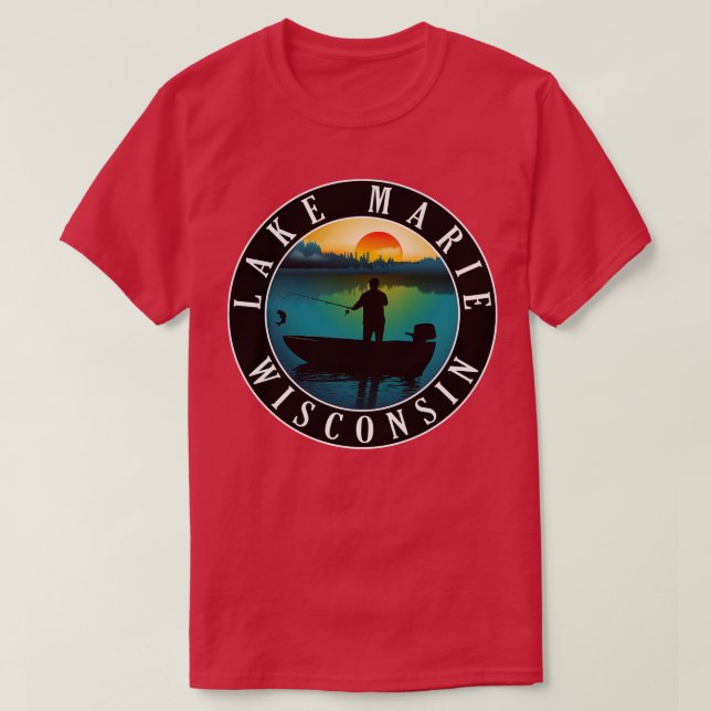 T-shirt Pêche du lac Marie Wisconsin (Design devant)