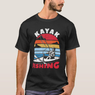 T-shirt Pêche en kayak pour hommes Rétro Coucher de soleil