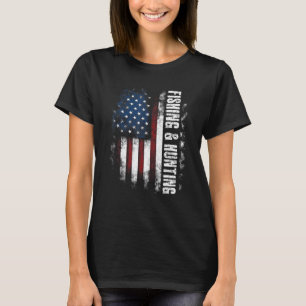 T-shirt Pêche et chasse Drapeau américain Pêcheur Chasseur