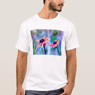 T-shirt Pêche et fleurs roses