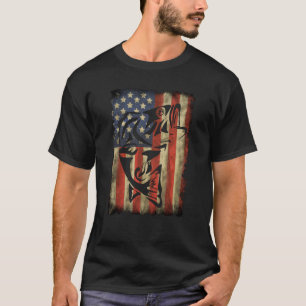 T-shirt Pêche États-Unis Drapeau Pêcheur Pêche pour basse