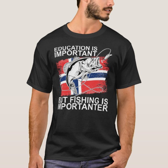 T-shirt Pêche Funny Spruch Norvège Éducation Cadeau (Devant)
