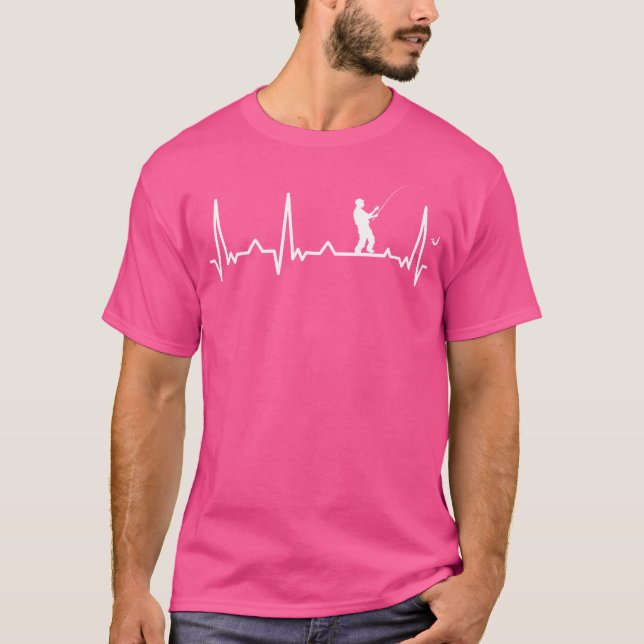 T-shirt Pêche Heartbeat pêcheur pêche bâton (Devant)