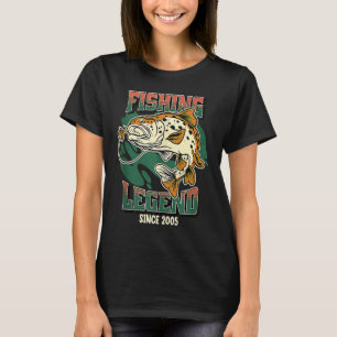 T-shirt Pêche Légende Truite Basse Pêcheur Depuis 2005 Le