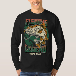 T-shirt Pêche Légende Truite Basse Pêcheur Depuis 2008 Le