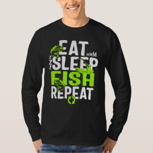 T-shirt Pêche Mange Dormir Poisson Répéter Pour Hommes Pêc
