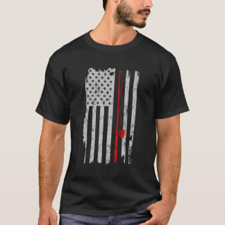 T-shirt Pêche mince Red Line Rod Drapeau américain Patriot