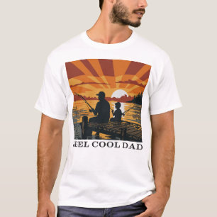 T-shirt pêche Papa Fils Super Cool Coucher de sole