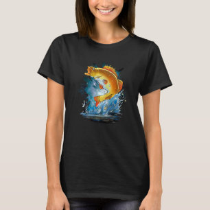 T-shirt Pêche Perche Poisson saute hors de l'eau pêcheur à