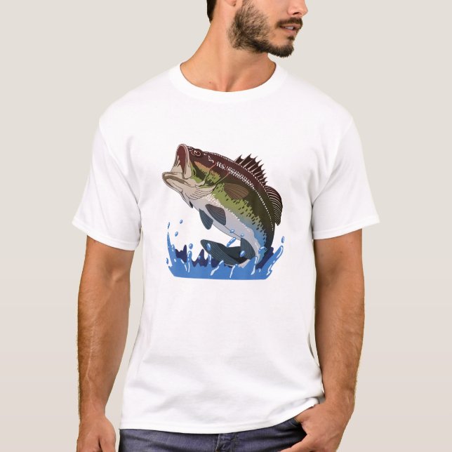 T-shirt Pêche, Poisson, Basse, Hommes Femmes (Devant)