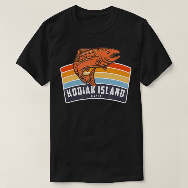 T-shirt Pêche Saumon de l'île Kodiak Alaska (Design devant)