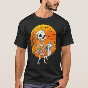 T-shirt Pêche Squelette Pêcheur Halloween Hommes Femmes Fi