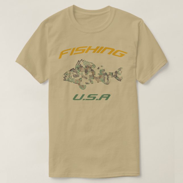 T-shirt Pêche Usa, Camoue Poisson Article 1056  (Design devant)