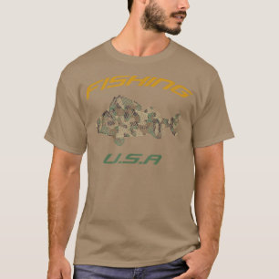 T-shirt Pêche Usa, Camoue Poisson Article 1056 