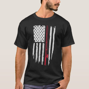 T-shirt Pêche vintage drapeau américain canne à pêche patr