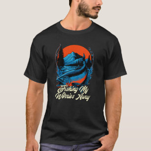 T-shirt Pêcher Mes Inquiétudes Inspirantes Citations Moti