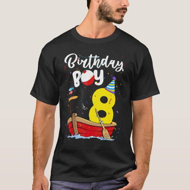 T-shirt Pêcheur 8e anniversaire Garçon Pêche 8 ans Eux (Devant)
