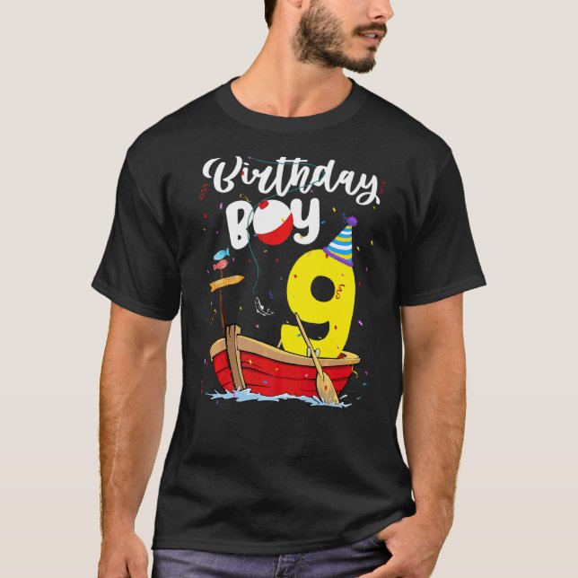 T-shirt Pêcheur 9e anniversaire Garçon Pêche 9 ans Eux (Devant)