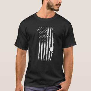 T-shirt Pêcheur à la canne du drapeau américain patriotiqu