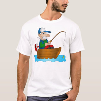 T-shirt Pêcheur à  la ligne de bande dessinée