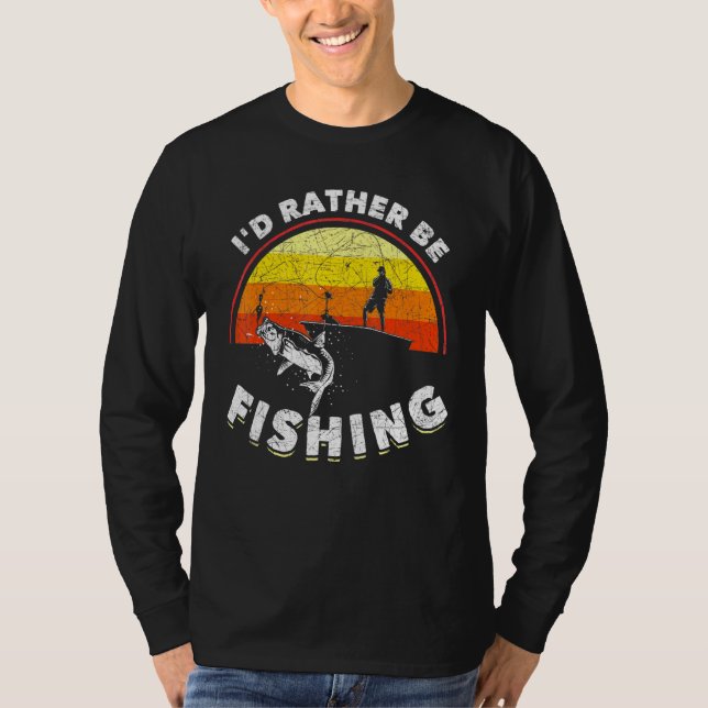 T-shirt Pêcheur Carte Plutôt Être Pêche Rétro Pêche (Devant)