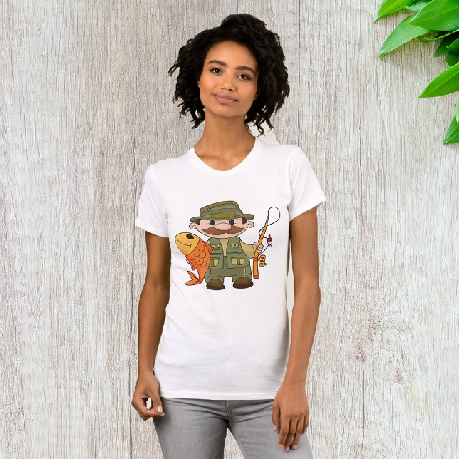 T-shirt Pêcheur de dessin animé avec Gros Catch Funny Fish (Créateur téléchargé)