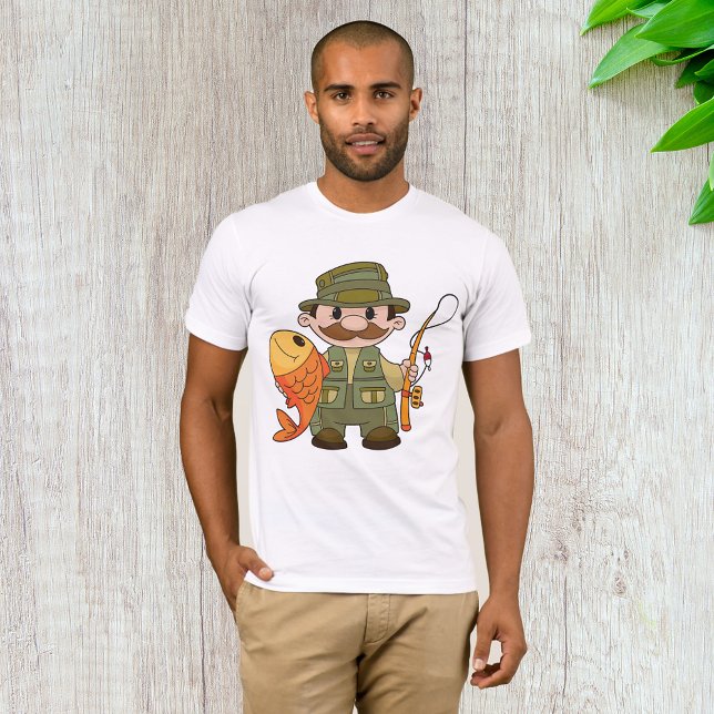 T-shirt Pêcheur de dessin animé avec Gros Catch Funny Fish (Créateur téléchargé)