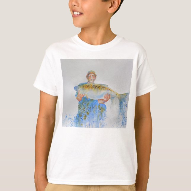 T-shirt Pêcheur peinture d'aquarelle cadeau de pêche pour  (Devant)