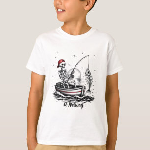 T-shirt Pêcheur squelette avec squelette de poisson
