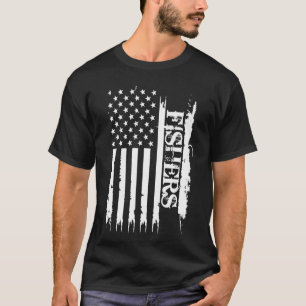 T-shirt Pêcheurs États-Unis en détresse avec drapeau améri