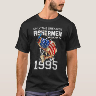 T-shirt Pêcheurs Nés En 1995 Pêcher Drapeau US 27th Bi